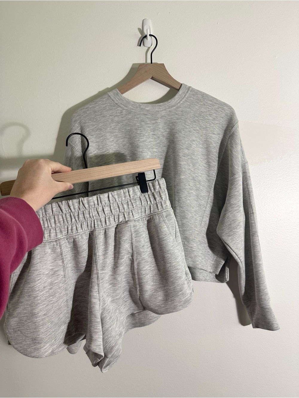 Yogalicious- Cozy Grey Sweatshirt & Shorts Set